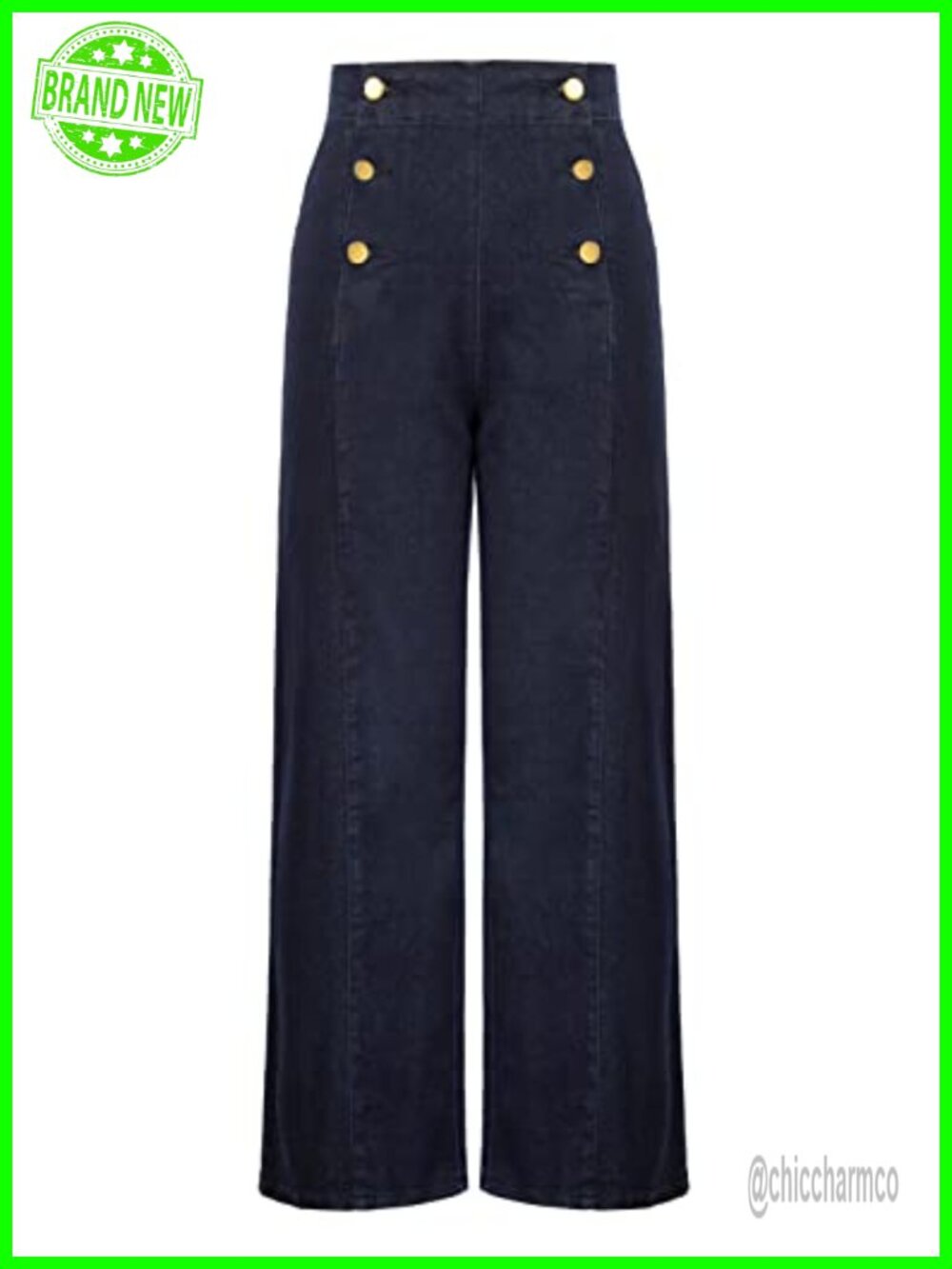 Vintage High Waisted Button Wide Leg Sailor Jeans